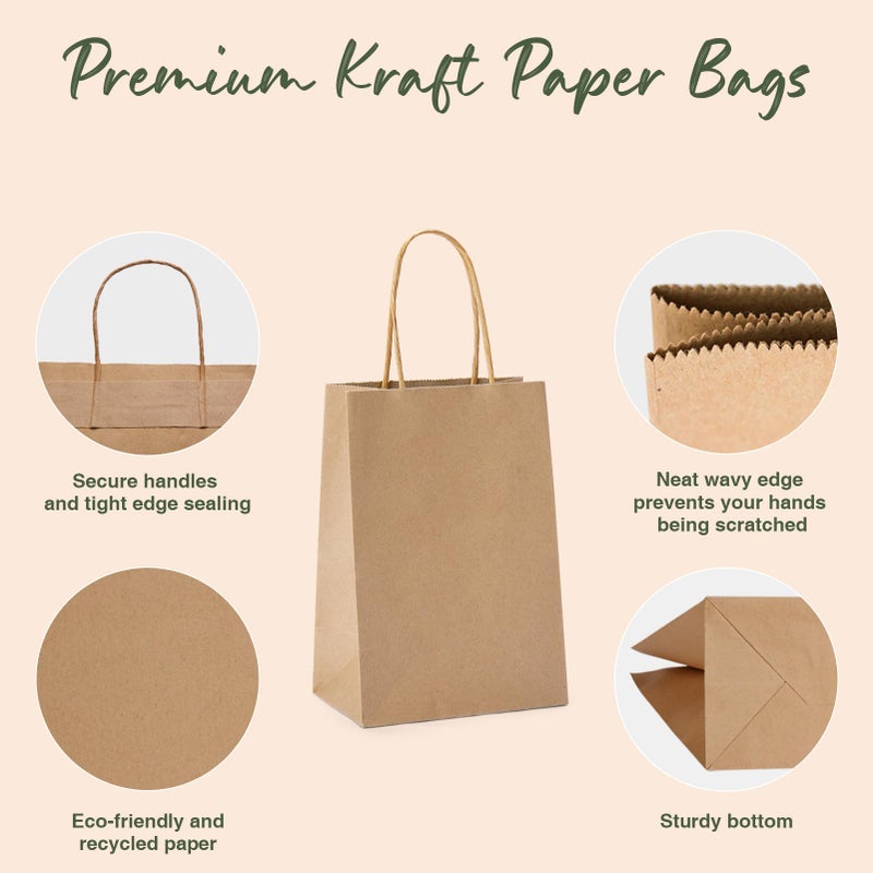 GSSUSA Brown Paper Bags 5.25x3.75x8 20Pcs, Small Gift Paper Bag with Handles Bulk, Graduation Gift, Sturdy Kraft Paper, Retail Shopping Bags, Party Favor, Christmas - Image 4